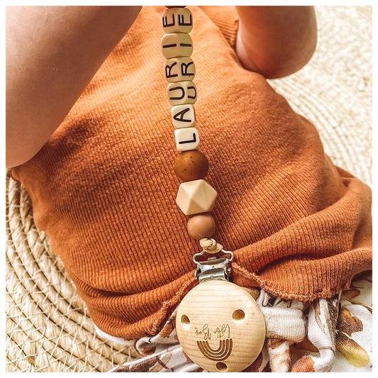 Speenkoord met naam - Caramel