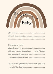 Voorspellingskaartjes babyshower - Regenboog Bruin