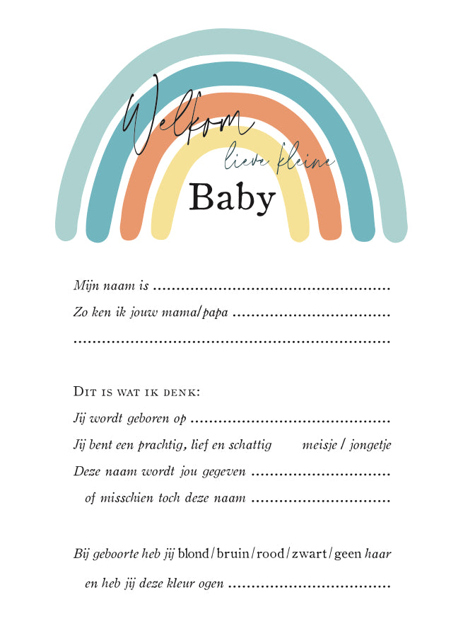 Voorspellingskaartjes babyshower - Regenboog Blauw