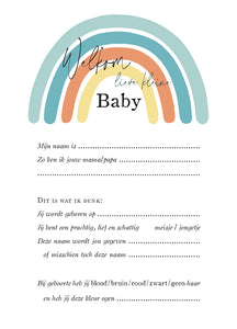 Voorspellingskaartjes babyshower - Regenboog Blauw