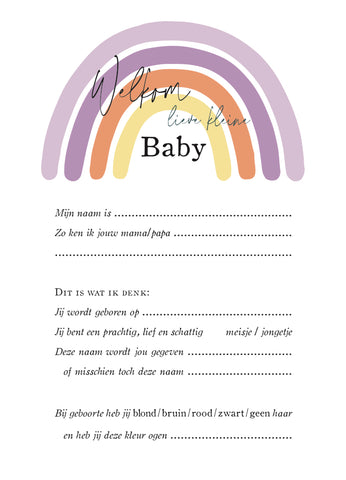 Voorspellingskaartjes babyshower - Regenboog Lila